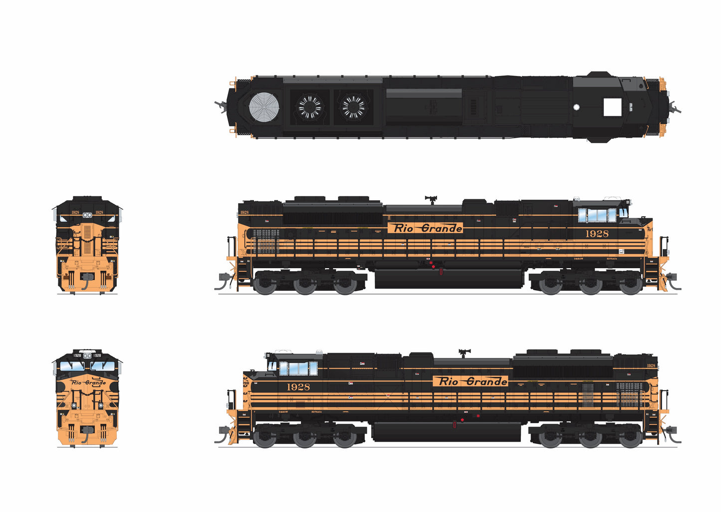 PRE-ORDER DEPOSIT EMD SD70ACe, DRGW #1930, 5-Stripe Scheme, No-Sound/DCC Ready (HO)