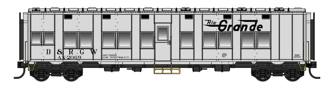 PRE-ORDER - Pullman-Standard Troop Sleeper Car - Lighted - Ready to Run -- Denver & Rio Grande Western #AX2069